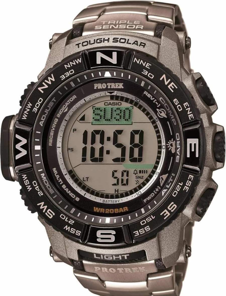 Casio Pro Trek PRW-3500 Tough Solar Atomic Watch with Altimeter, Barometer, Thermometer, Compass, 100M Water Resistance, and World Time