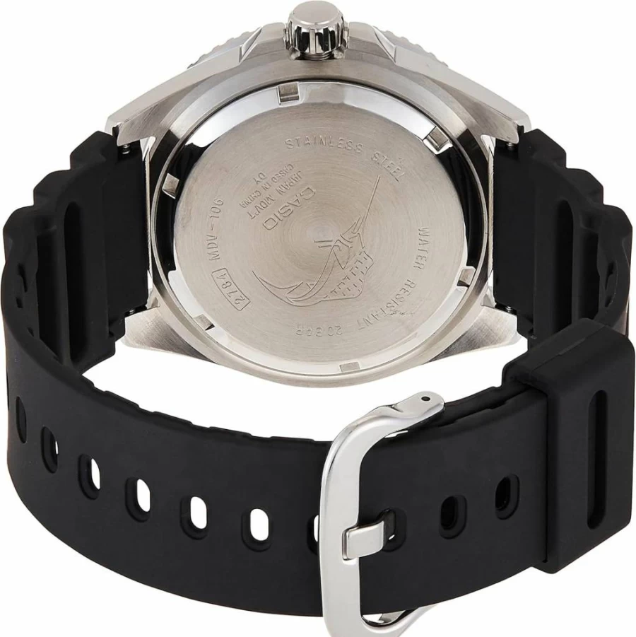 Casio MDV106-1A Unisex Dive Watch - 200M Water Resistant, Stainless Steel Case, Resin Strap, Analog Display with Date, Screw Down Crown