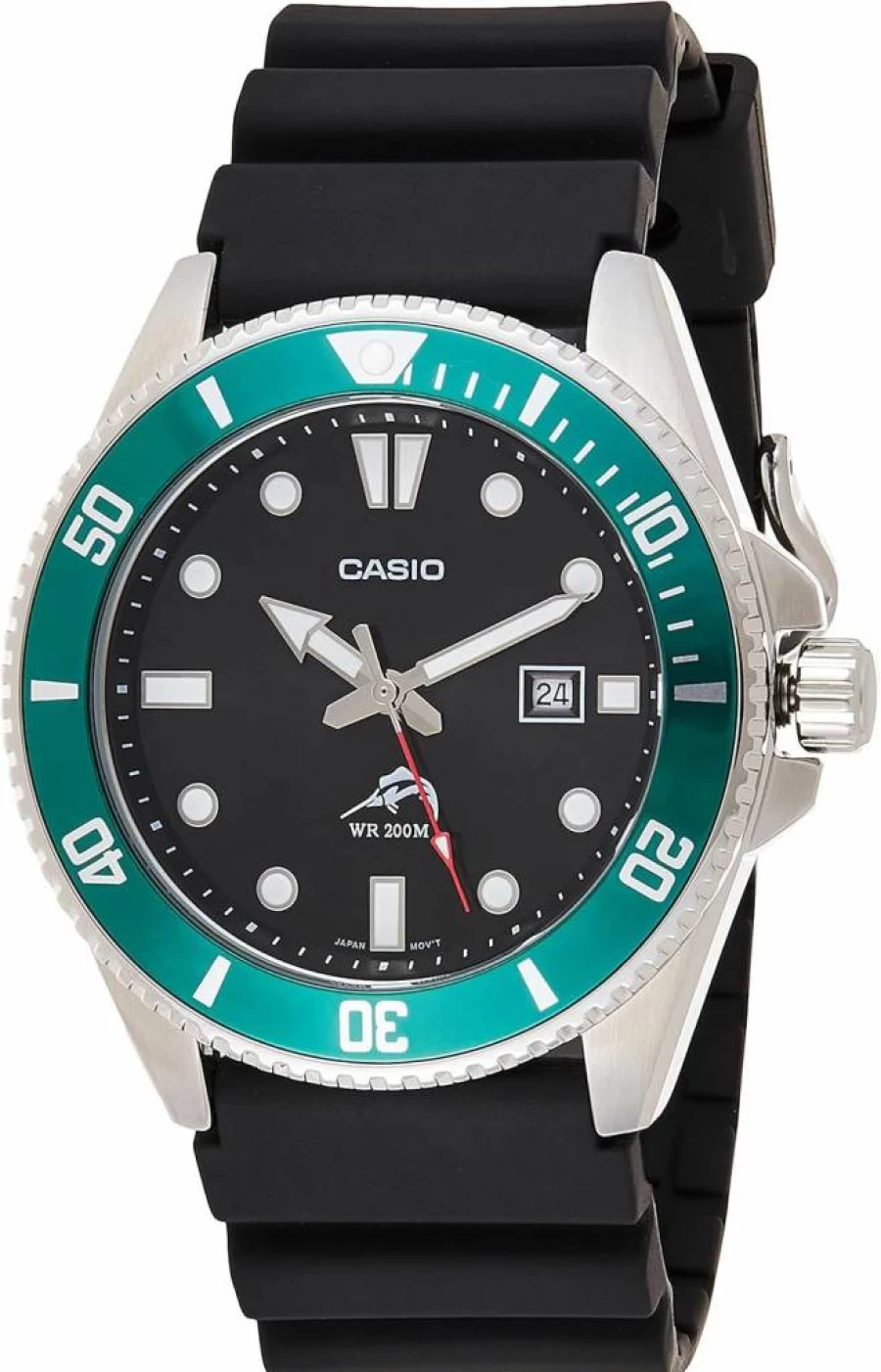 Casio MDV106-1A Unisex 200M Water Resistant Stainless Steel Dive Watch with Resin Band, Date Display, and Screw Down Crown