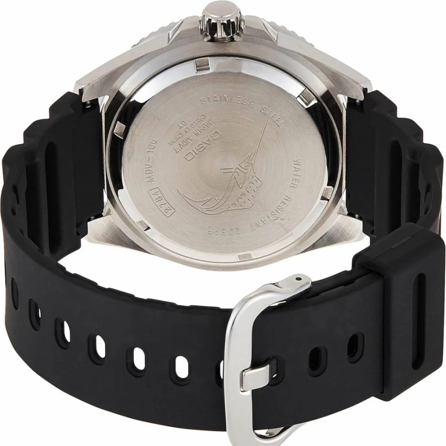 Casio MDV106-1A Unisex 200M Water Resistant Stainless Steel Dive Watch with Resin Band, Date Display, and Screw Down Crown