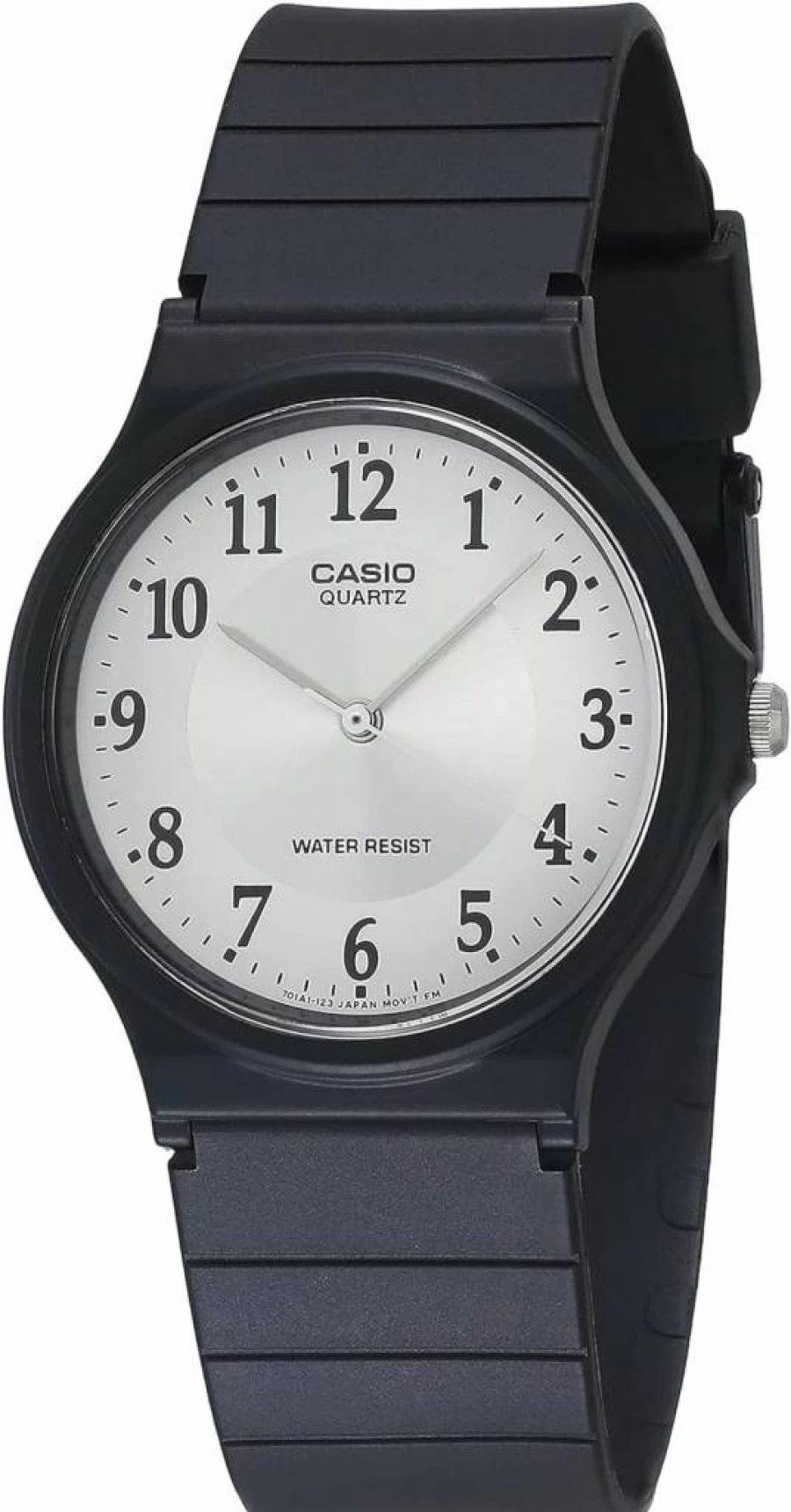 Casio MQ-24 Classic Men's Quartz Analog Watch - Water Resistant Resin Case & Band, 3-Hand Display with Long-Lasting Battery
