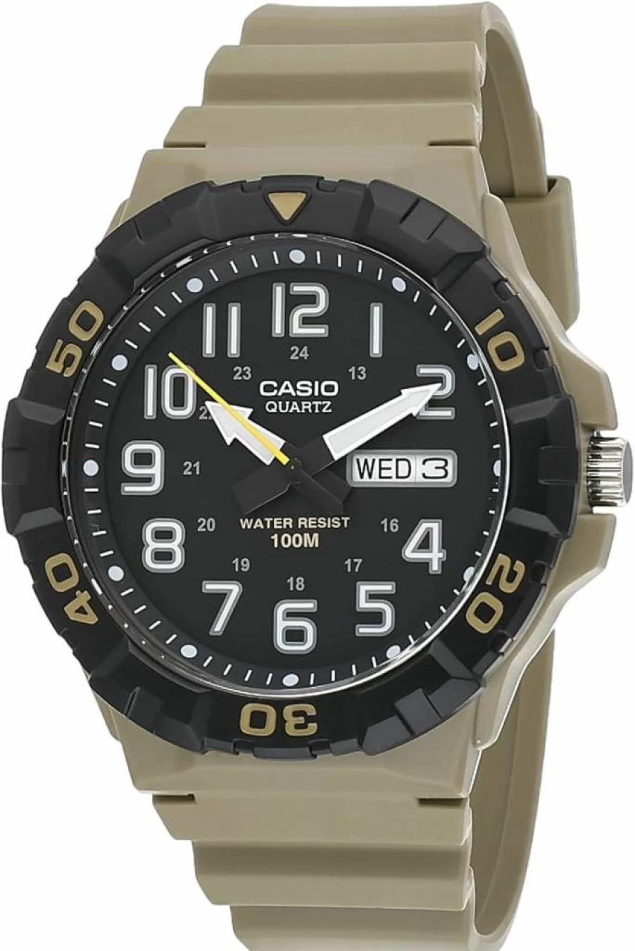 Casio MRW200H Men's Analog Sport Watch - 100m Water Resistant, Date Display, Rotary Bezel, 3-Year Battery Life